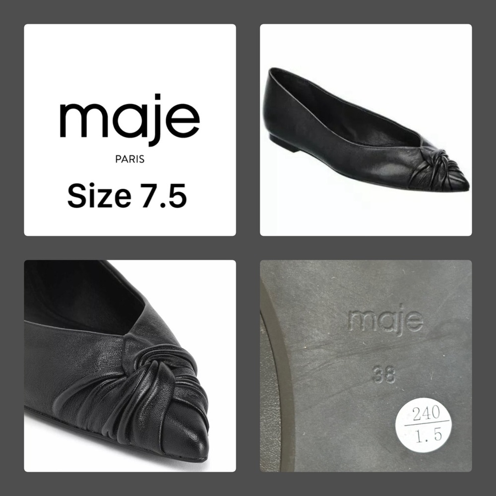New Maje Leather Ballerina Flats Size 7.5